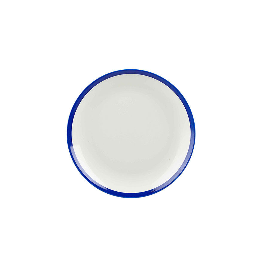 Churchill Retro Blue Vitrified Porcelain White Round Small Coupe Plate 16.5cm Pack of 12