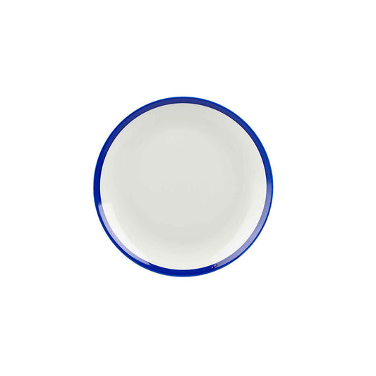 Churchill Retro Blue Vitrified Porcelain White Round Small Coupe Plate 16.5cm Pack of 12