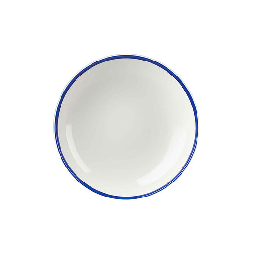 Churchill Retro Blue Vitrified Porcelain White Round Large Coupe Bowl 24.8cm 113.6cl 40oz Pack of 12