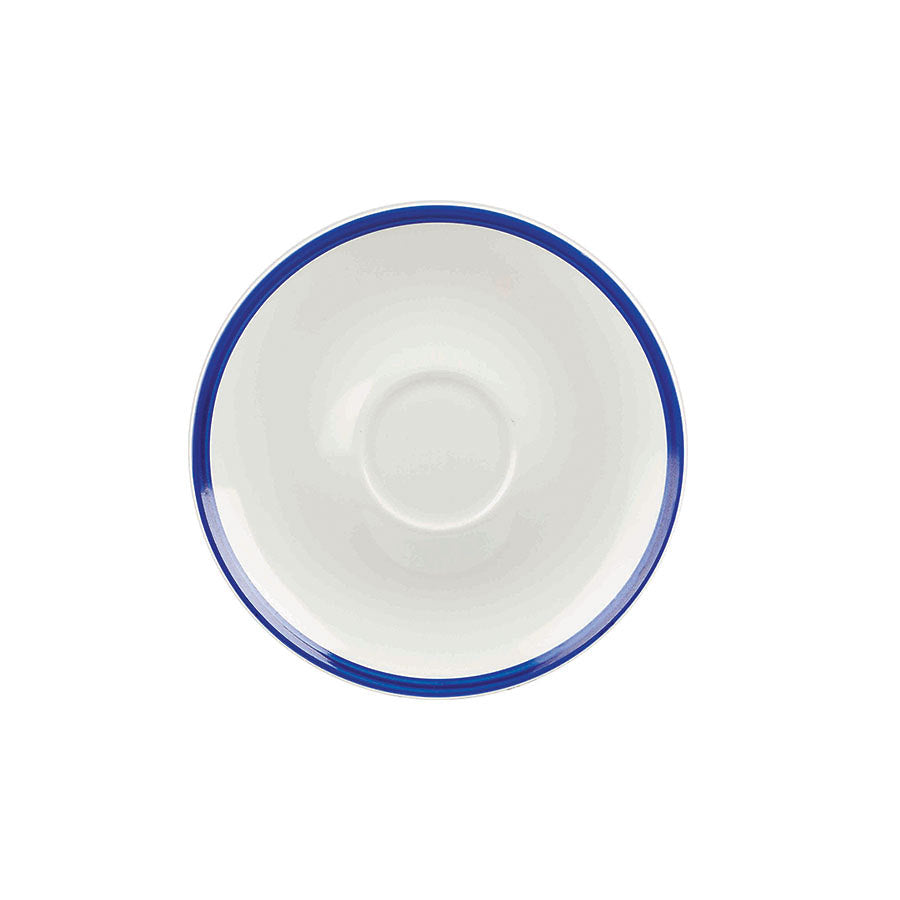 Churchill Retro Blue Vitrified Porcelain White Round Large Coupe Saucer 16cm Pack of 24