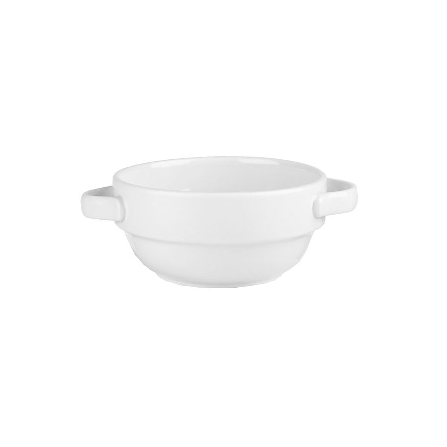 Churchill Profile Vitrified Porcelain White Round Handled Stacking Bowl 11.5cm 36cl 12.6oz Pack of 6