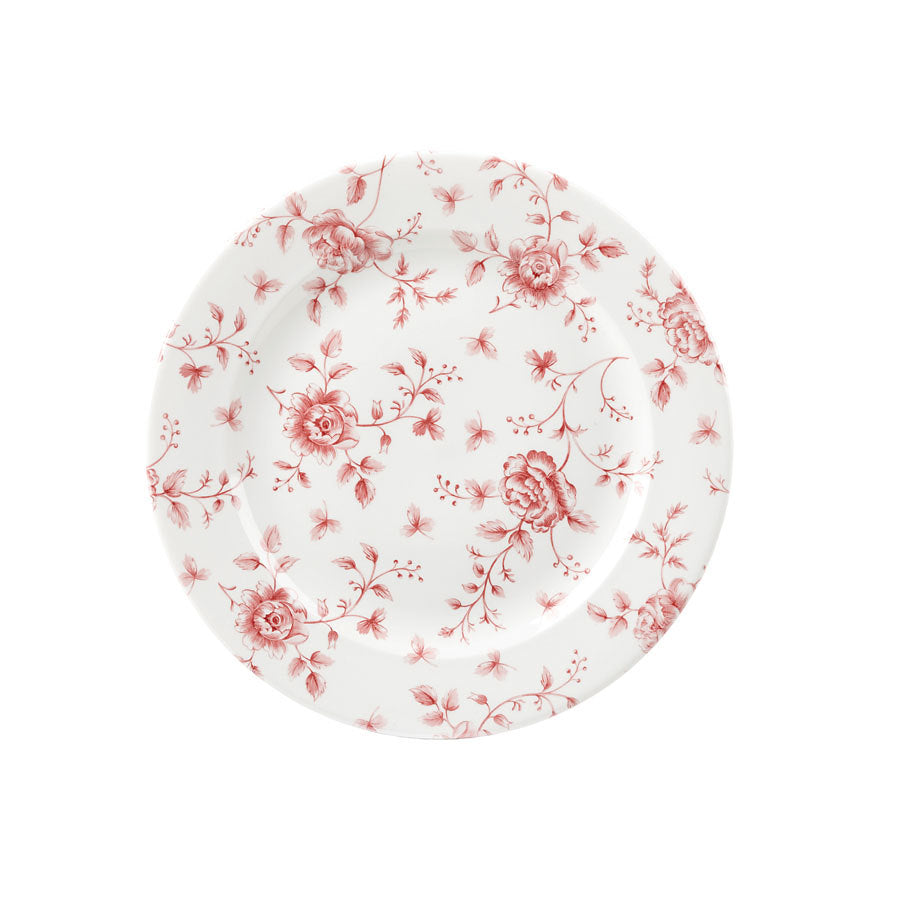 Churchill Vintage Prints Vitrified Porcelain Cranberry Round Rose Chintz Plate 27.6cm Pack of 6