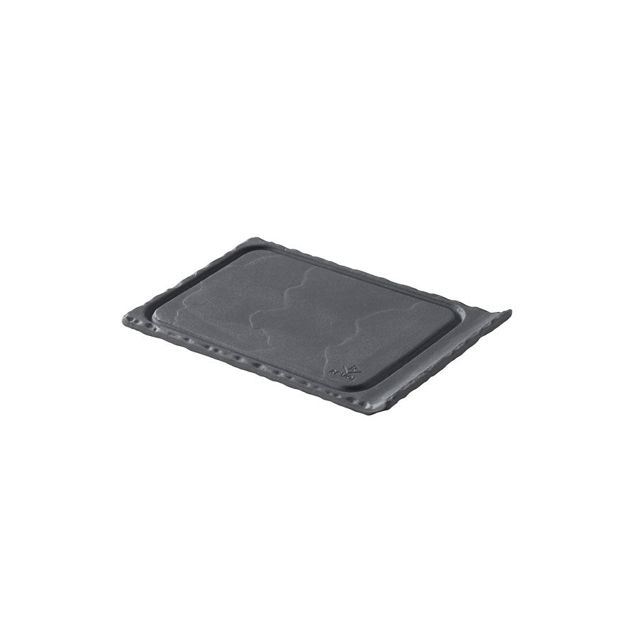 Revol Basalt Ceramic Black Small Grooved Tray 11.5cm Pack of 6