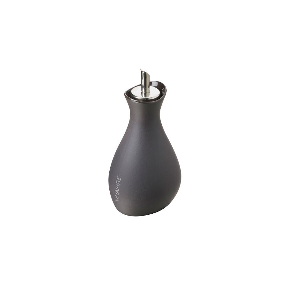 Revol Likid & Solid Ceramic Black Vinegar Cruet With Pourer 16.5x8.3x7.9cm 25cl Pack of 2