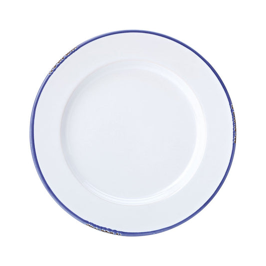 Utopia Avebury Blue Stoneware White Round Plate 25.5cm 10 Inch Pack of 6