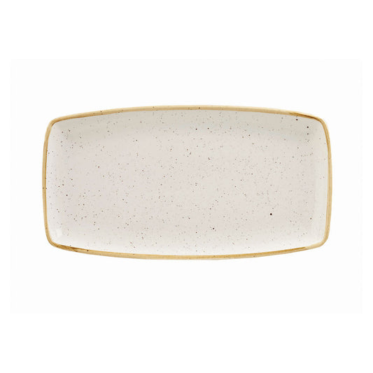 Churchill Stonecast Vitrified Porcelain Barley White Oblong Plate 34.50x18.5cm Pack of 6