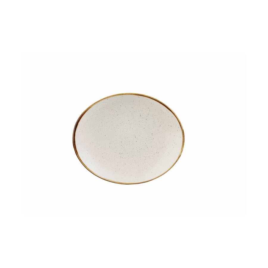 Churchill Stonecast Vitrified Porcelain Barley White Oval Coupe Plate 19.2x16cm Pack of 12