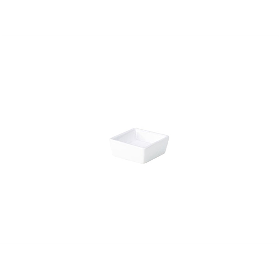 Genware Porcelain White Square Dish 6.4x2.5cm 3cl 1oz Pack of 12