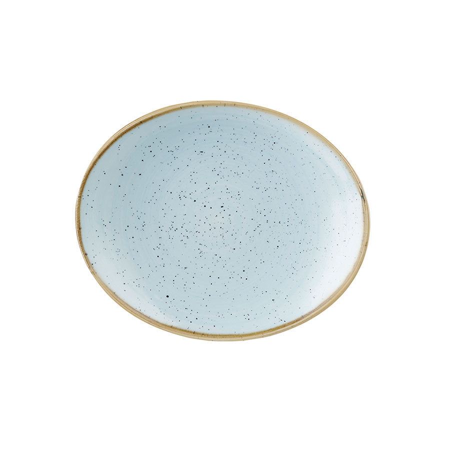 Churchill Stonecast Vitrified Porcelain Duck Egg Blue Oval Coupe Plate 19.2x16cmPack of 12