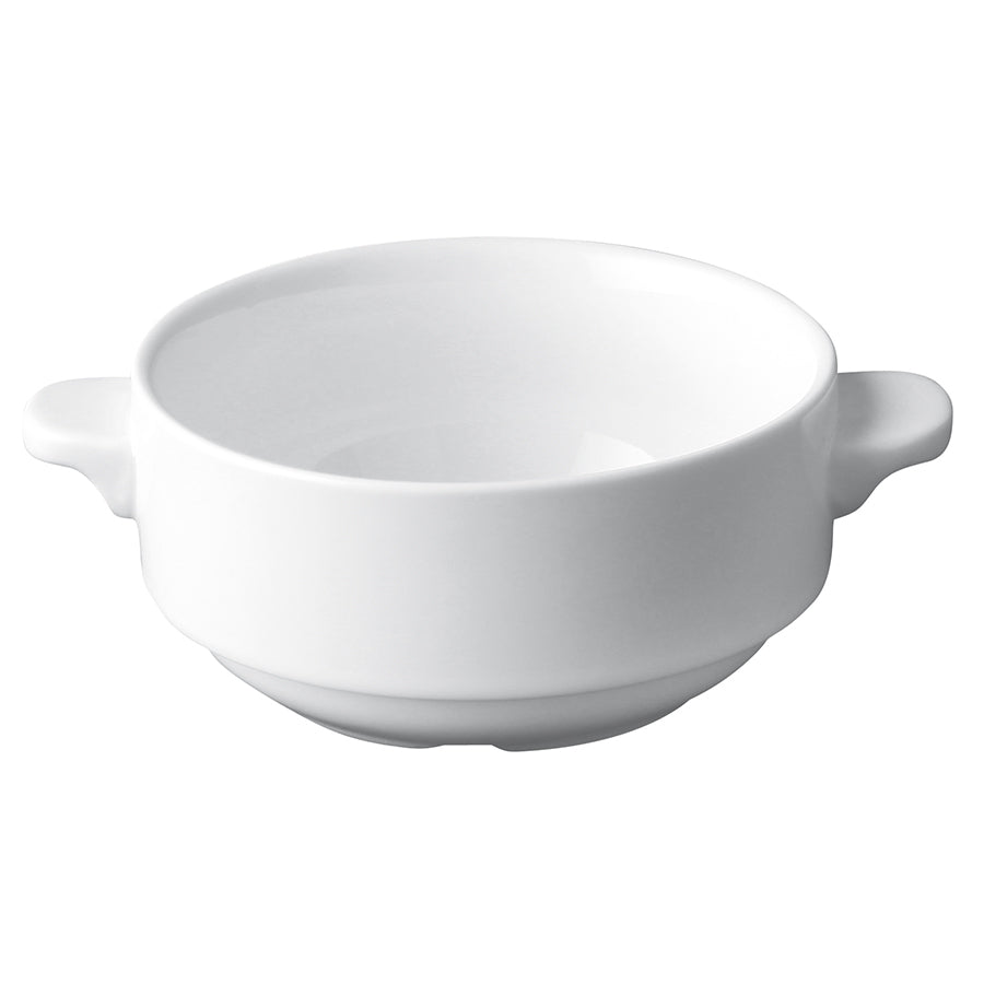 Superwhite Porcelain Round Lugged Stacking Soup Bowl 28cl 10oz Pack of 12