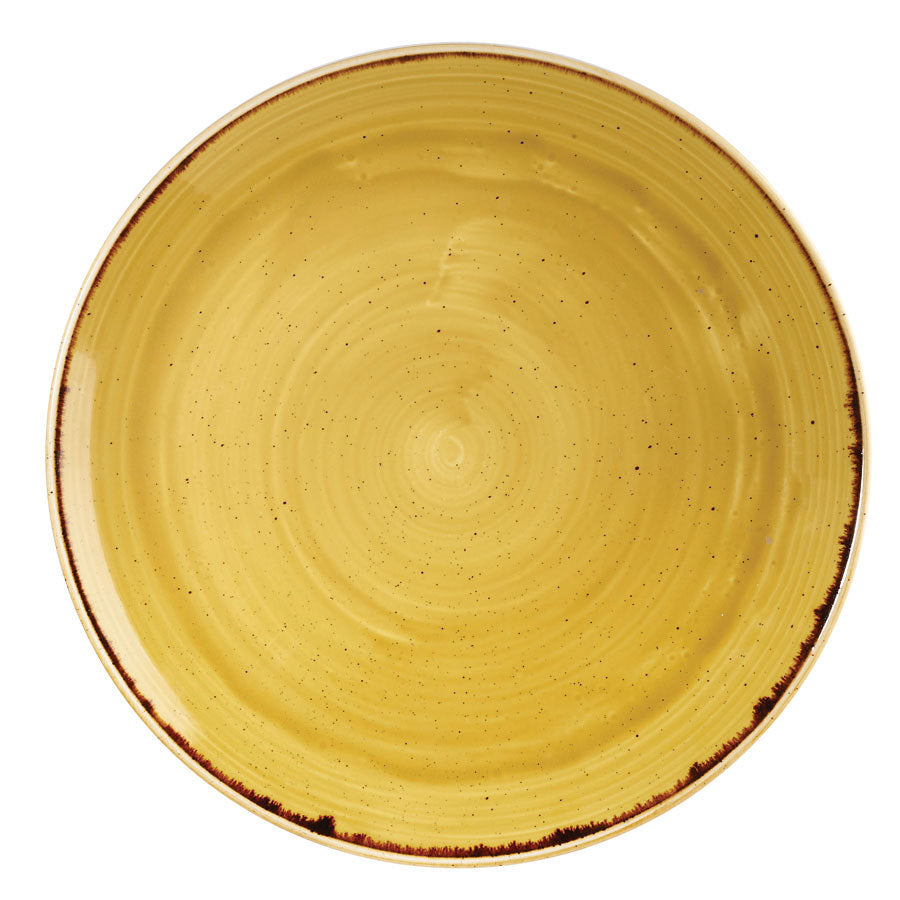 Churchill Stonecast Vitrified Porcelain Mustard Seed Yellow Round Coupe Plate 28.8cm Pack of 12