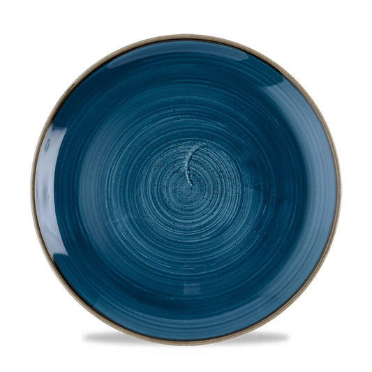 Churchill Stonecast Vitrified Porcelain Java Blue Round Coupe Plate 26cm Pack of 12