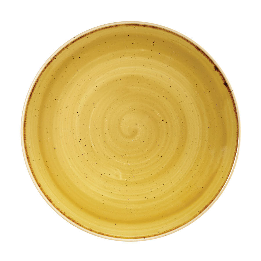 Churchill Stonecast Vitrified Porcelain Mustard Seed Yellow Round Coupe Plate 26cm Pack of 12