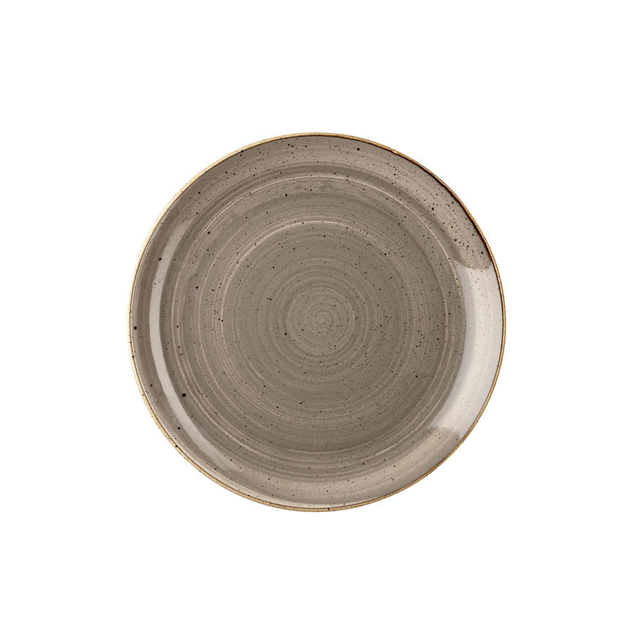 Churchill Stonecast Vitrified Porcelain Peppercorn Grey Round Coupe Plate 26cm Pack of 12