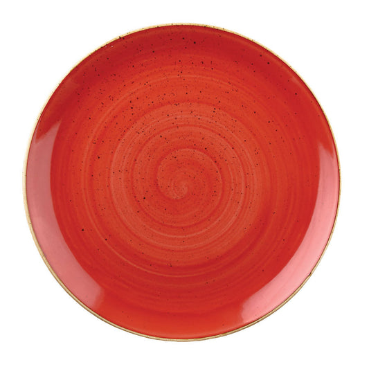 Churchill Stonecast Vitrified Porcelain Berry Red Round Coupe Plate 26cm Pack of 12