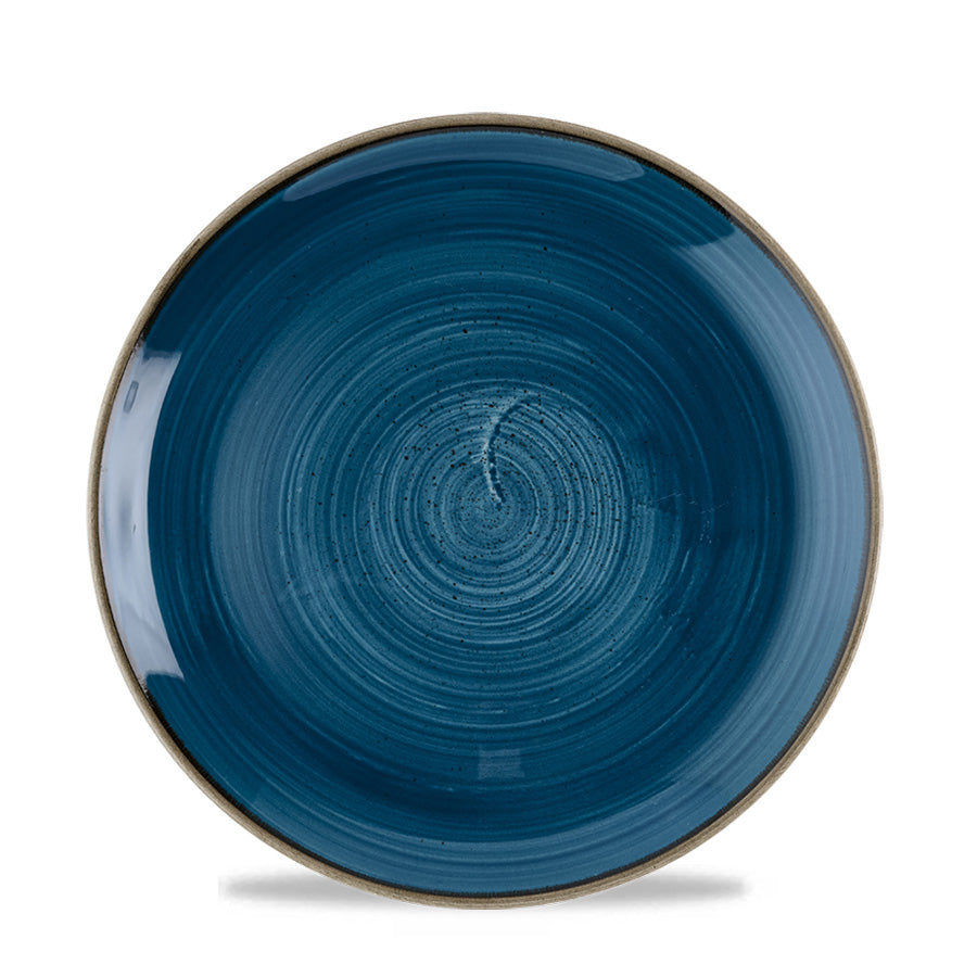 Churchill Stonecast Vitrified Porcelain Java Blue Round Coupe Plate 21.7cm Pack of 12