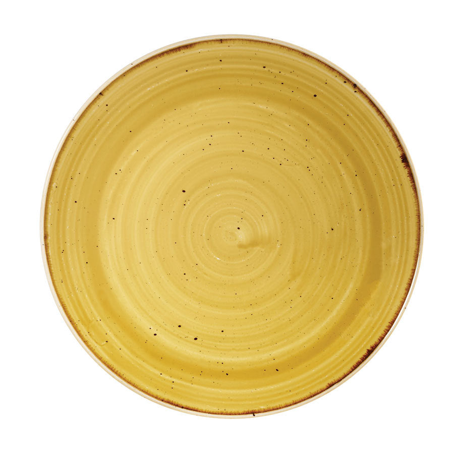 Churchill Stonecast Vitrified Porcelain Mustard Seed Yellow Round Coupe Plate 21.7cm Pack of 12