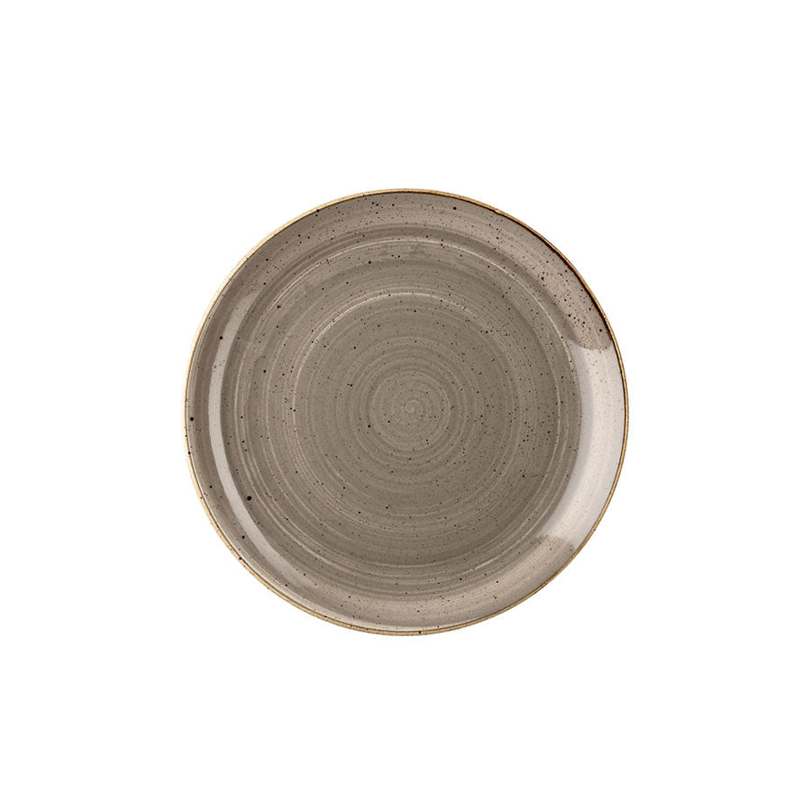 Churchill Stonecast Vitrified Porcelain Peppercorn Grey Round Coupe Plate 21.7cm Pack of 12