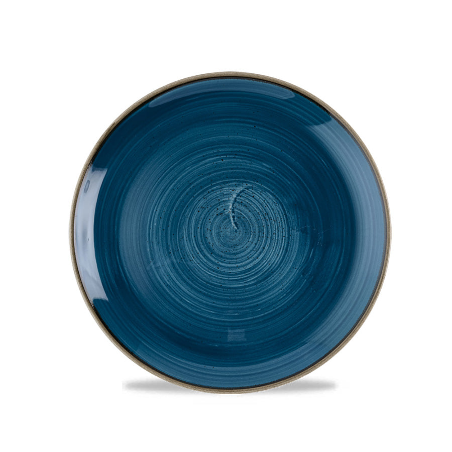 Churchill Stonecast Vitrified Porcelain Java Blue Round Coupe Plate 16.5cm Pack of 12