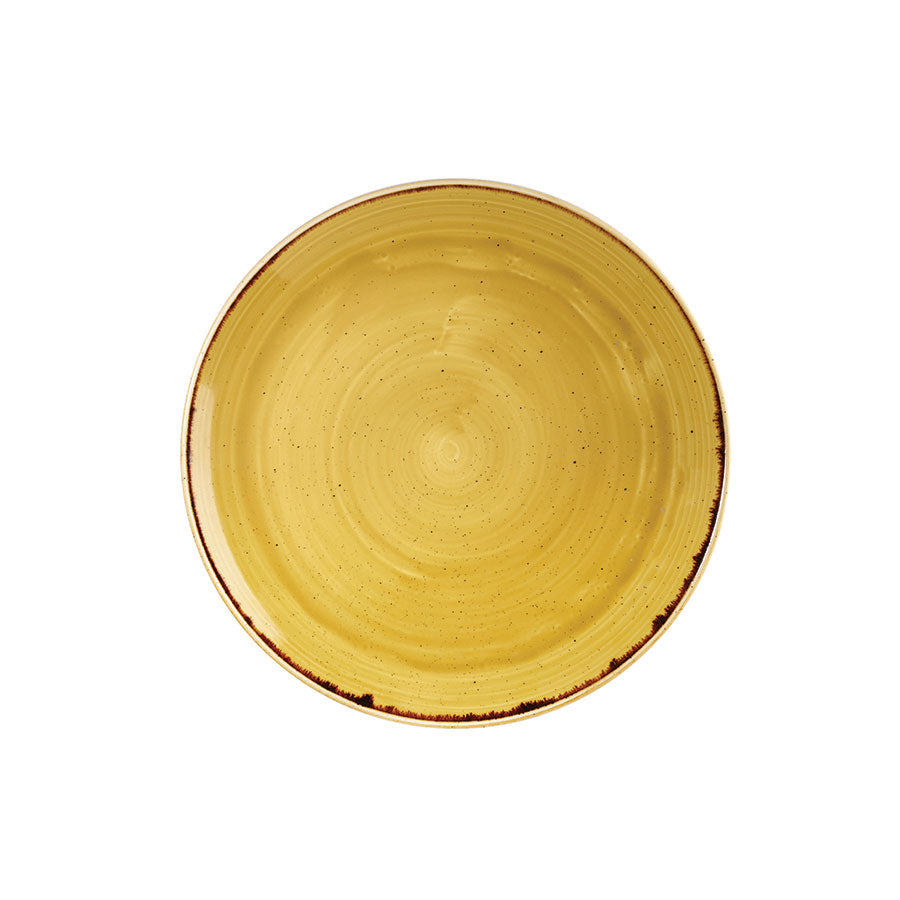 Churchill Stonecast Vitrified Porcelain Mustard Seed Yellow Round Coupe Plate 16.5cm Pack of 12