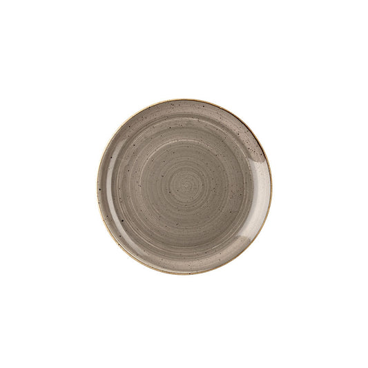 Churchill Stonecast Vitrified Porcelain Peppercorn Grey Round Coupe Plate 16.5cm Pack of 12