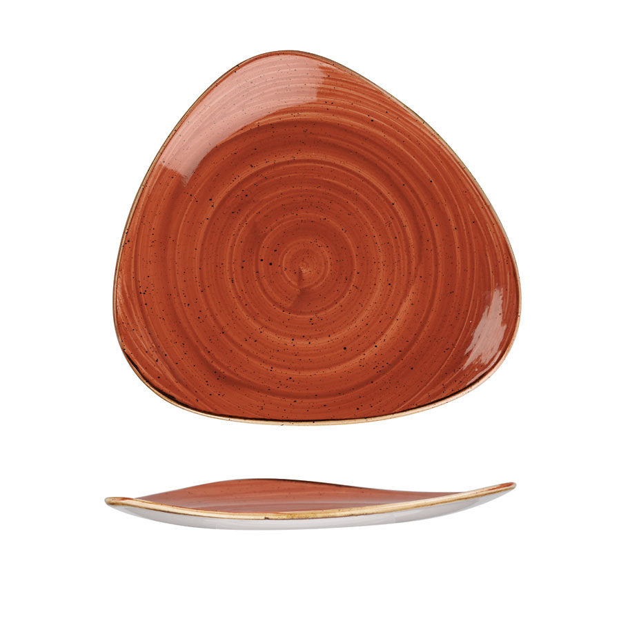 Churchill Stonecast Vitrified Porcelain Spiced Orange Triangular Plate 31.1cm Pack of 6