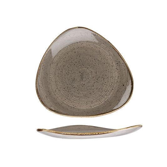 Churchill Stonecast Vitrified Porcelain Peppercorn Grey Triangular Plate 26.5cm Pack of 12