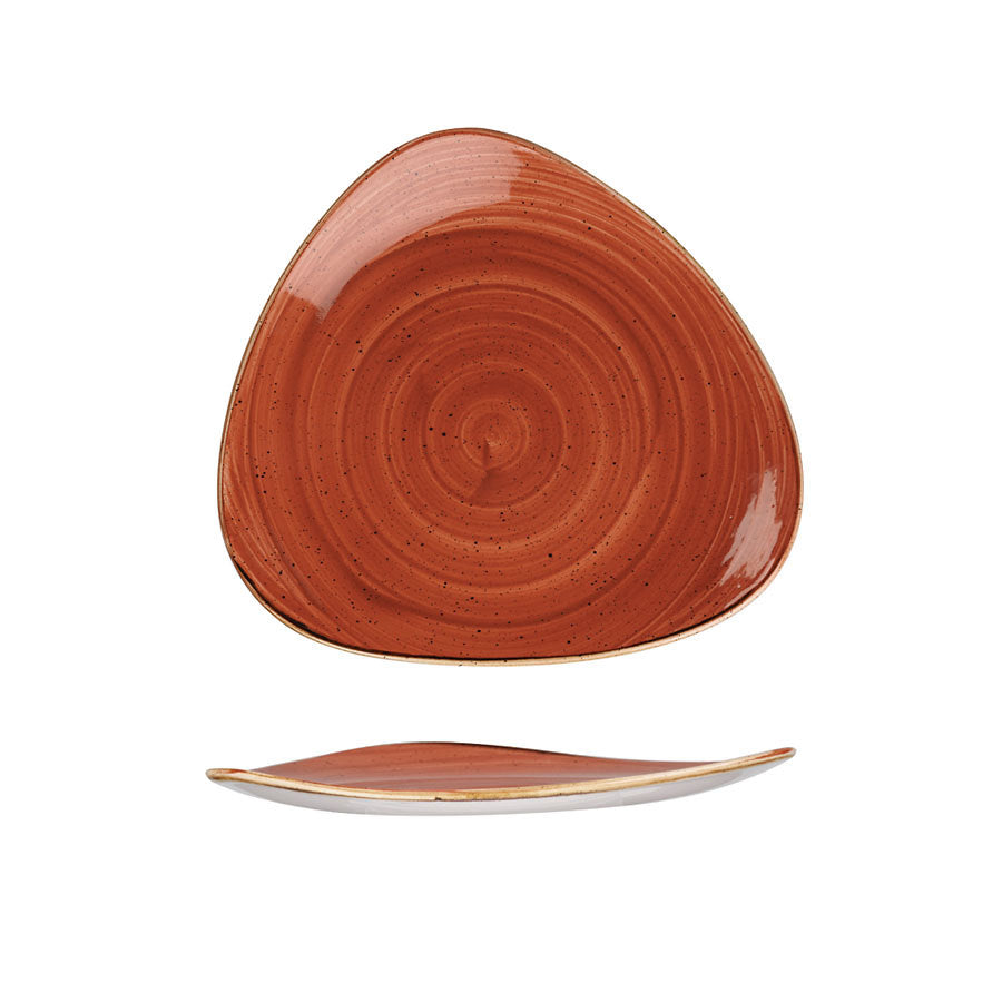 Churchill Stonecast Vitrified Porcelain Spiced Orange Triangular Plate 26.5cm Pack of 12