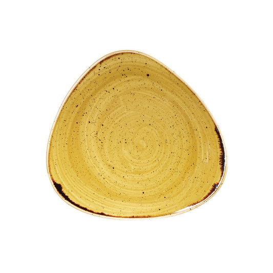 Churchill Stonecast Vitrified Porcelain Mustard Seed Yellow Triangular Plate 22.9cm Pack of 12