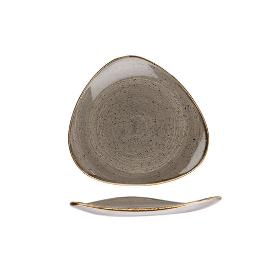 Churchill Stonecast Vitrified Porcelain Peppercorn Grey Triangular Plate 22.9cm Pack of 12