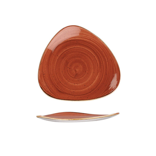 Churchill Stonecast Vitrified Porcelain Spiced Orange Triangular Plate 22.9cm Pack of 12