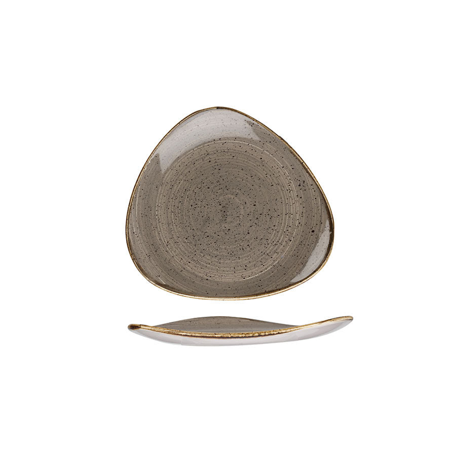 Churchill Stonecast Vitrified Porcelain Peppercorn Grey Triangular Plate 19.2cm Pack of 12