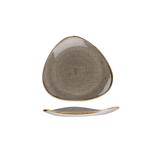 Churchill Stonecast Vitrified Porcelain Peppercorn Grey Triangular Plate 19.2cm Pack of 12