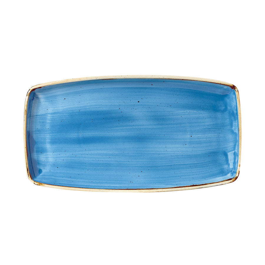 Churchill Stonecast Vitrified Porcelain Cornflower Blue Oblong Plate 34.50x18.5cm Pack of 6