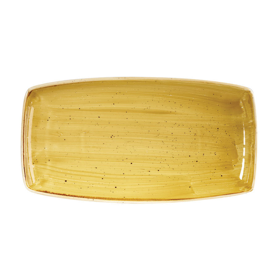 Churchill Stonecast Vitrified Porcelain Mustard Seed Yellow Oblong Plate 34.50x18.5cm Pack of 6