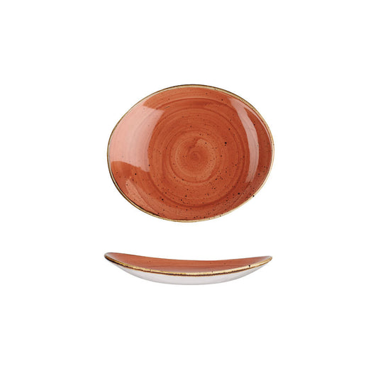 Churchill Stonecast Vitrified Porcelain Spiced Orange Oval Coupe Plate 19.2x16cm Pack of 12