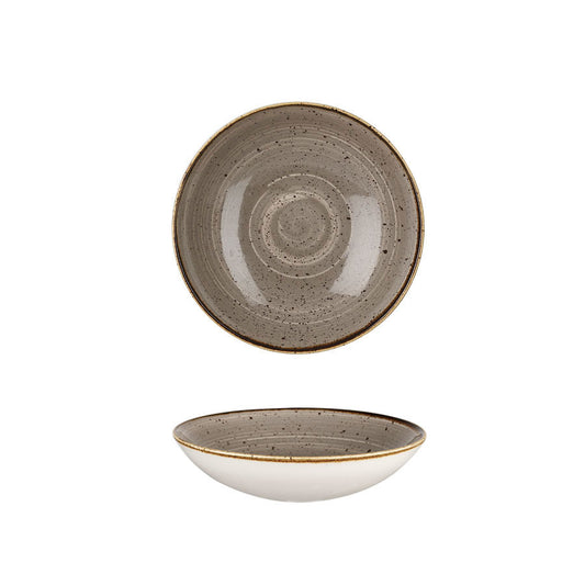 Churchill Stonecast Vitrified Porcelain Peppercorn Grey Round Coupe Bowl 24.8cm 113.6cl 40oz Pack of 12