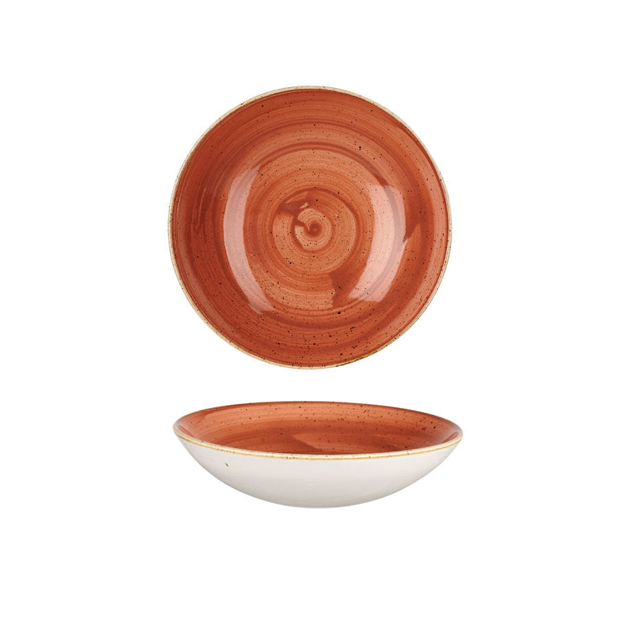 Churchill Stonecast Vitrified Porcelain Spiced Orange Round Coupe Bowl 24.8cm 113.6cl 40oz Pack of 12