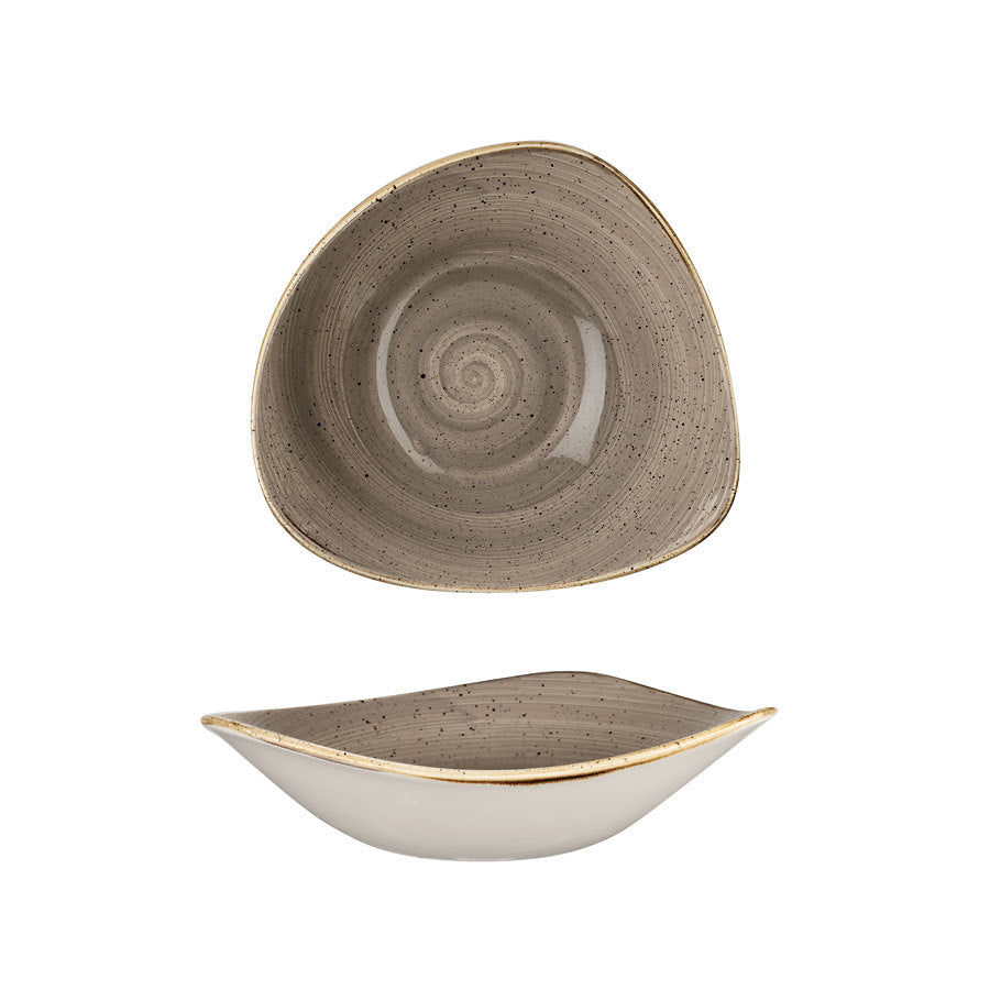 Churchill Stonecast Vitrified Porcelain Peppercorn Grey Triangular Bowl 23.5cm 60cl 21.1oz Pack of 12