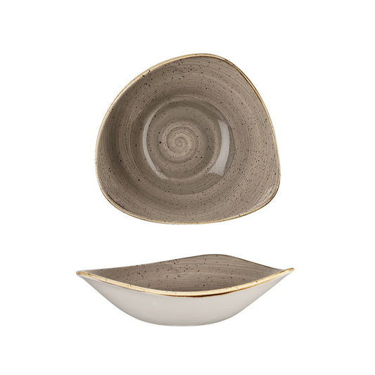 Churchill Stonecast Vitrified Porcelain Peppercorn Grey Triangular Bowl 23.5cm 60cl 21.1oz Pack of 12