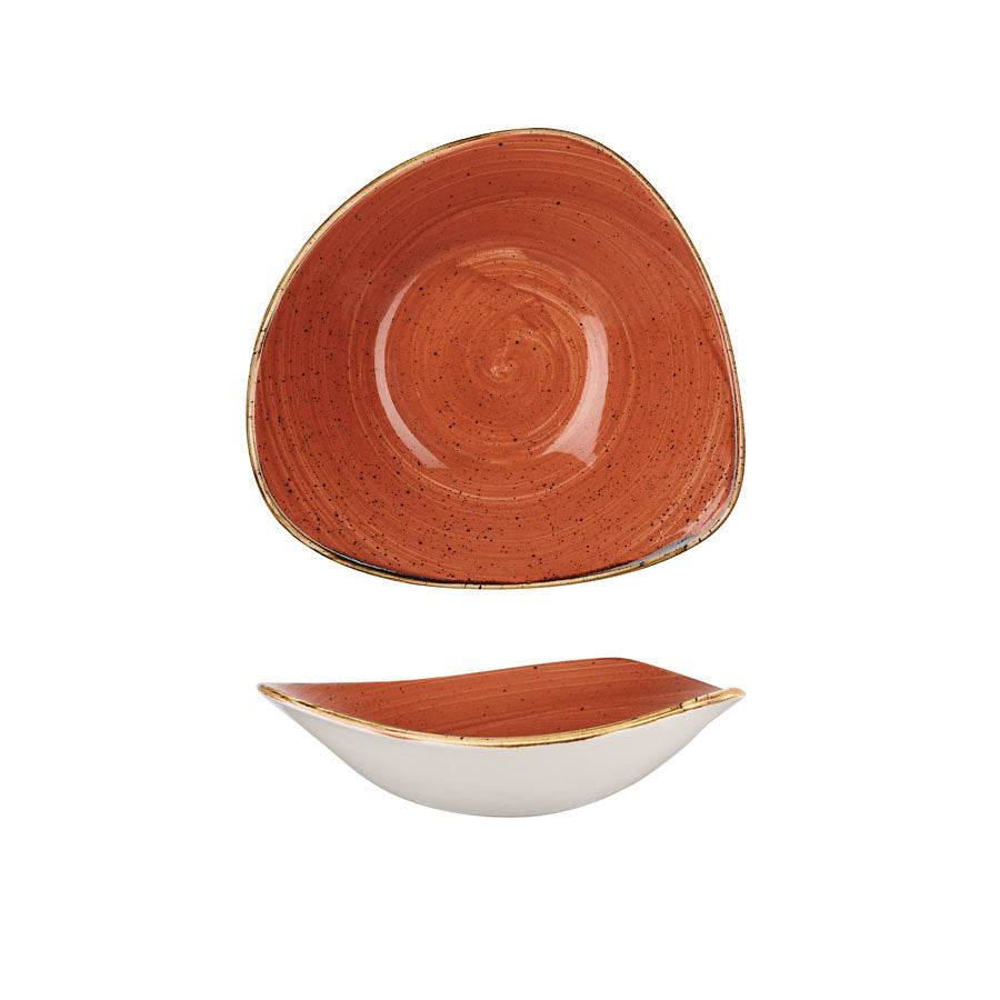 Churchill Stonecast Vitrified Porcelain Spiced Orange Triangular Bowl 23.5cm 60cl 21.1oz Pack of 12