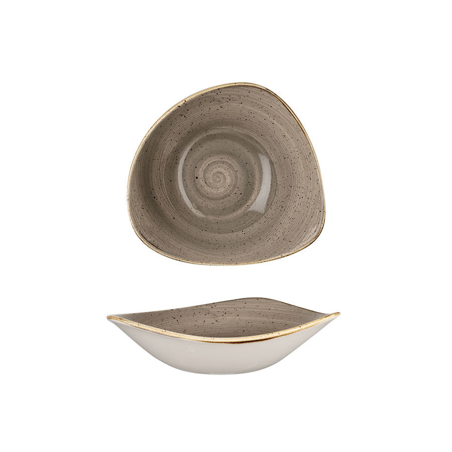 Churchill Stonecast Vitrified Porcelain Peppercorn Grey Triangular Bowl 18.5cm 37cl 13oz Pack of 12