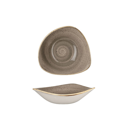 Churchill Stonecast Vitrified Porcelain Peppercorn Grey Triangular Bowl 15.3cm 26cl 9oz Pack of 12