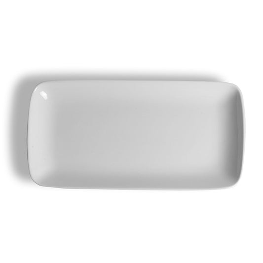 Crème Renoir Vitrified Porcelain White Oblong Plate 35.5x16.5cm Pack of 6