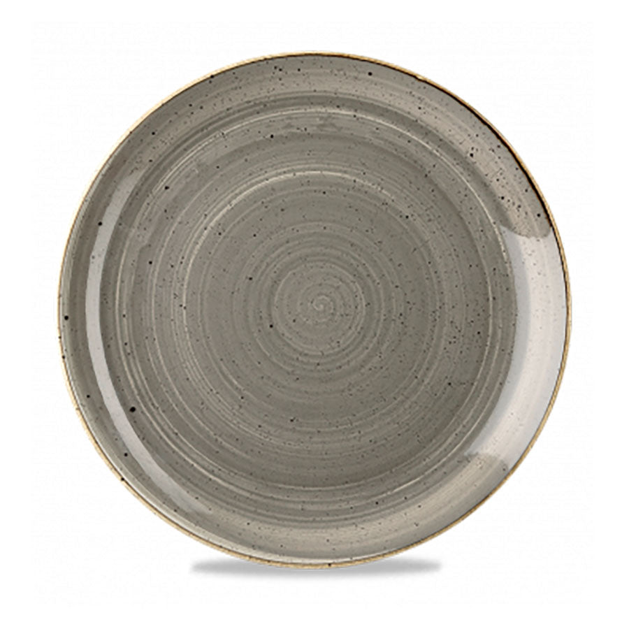 Churchill Stonecast Vitrified Porcelain Peppercorn Grey Round Coupe Plate 32.4CM Pack of 6