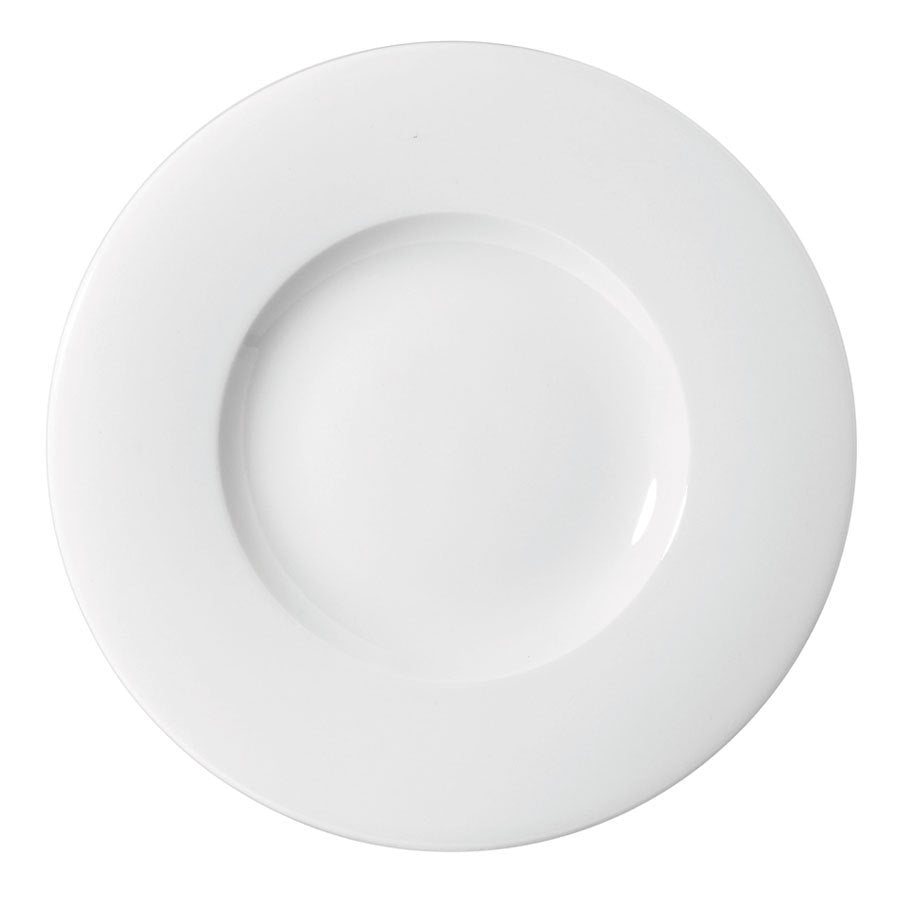 Churchill Profile Vitrified Porcelain White Round Wide Rim Plate 23.6cm Pack of 12