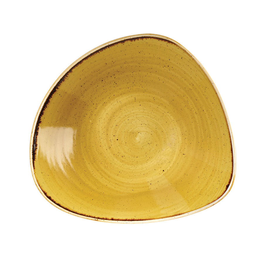 Churchill Stonecast Vitrified Porcelain Mustard Seed Yellow Triangular Bowl 23.5cm 60cl Pack of 12