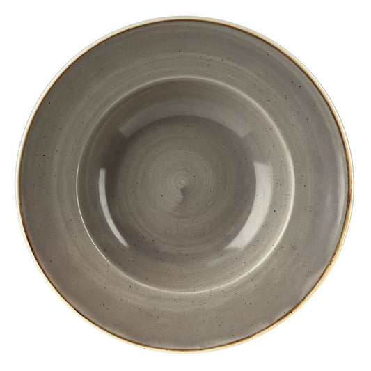 Churchill Stonecast Vitrified Porcelain Peppercorn Grey Round Wide Rim Bowl 28cm 46.8cl Pack of 12