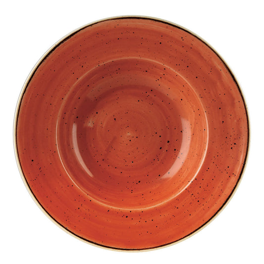 Churchill Stonecast Vitrified Porcelain Spiced Orange Round Wide Rim Bowl 28cm 46.8cl 16.5oz Pack of 12