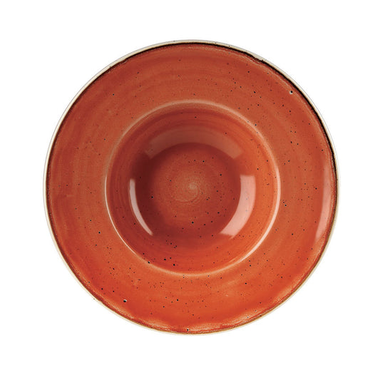 Churchill Stonecast Vitrified Porcelain Spiced Orange Round Wide Rim Bowl 24cm 28.4cl 10oz Pack of 12